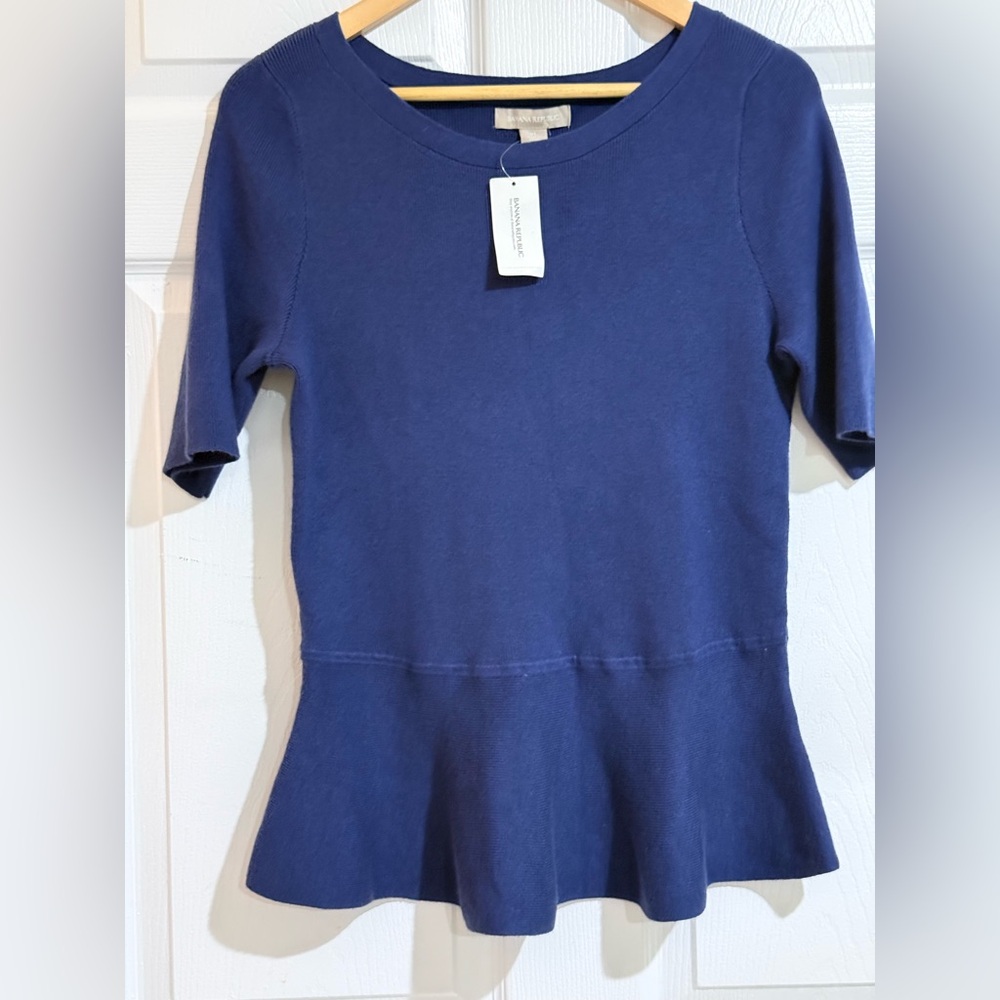 Banana Republic Blue Peplum Top NWT size XL